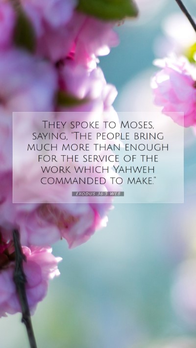 Picture 07 - Exodus 36:5 WEB Mobile Phone Wallpaper - They spoke to Moses, saying, 