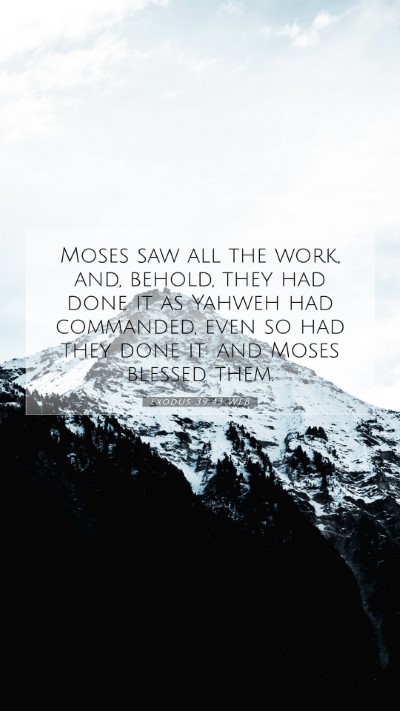 Picture 07 - Exodus 39:43 WEB Mobile Phone Wallpaper - Moses saw all the work, and, behold, they had - Mobile Bible Verse Wallpaper