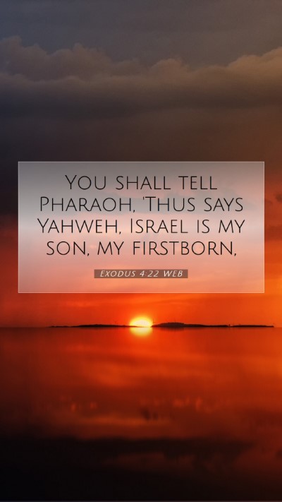 Picture 07 - Exodus 4:22 WEB Mobile Phone Wallpaper - You shall tell Pharaoh, 'Thus says Yahweh, Israel - Mobile Bible Verse Wallpaper