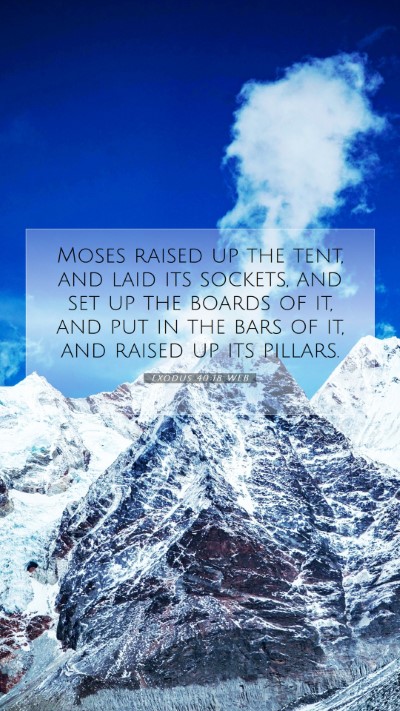 Picture 07 - Exodus 40:18 WEB Mobile Phone Wallpaper - Moses raised up the tent, and laid its sockets, - Mobile Bible Verse Wallpaper