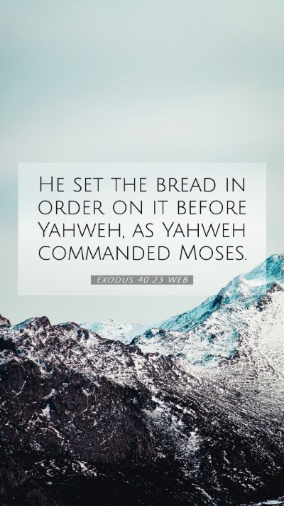 Picture 07 - Exodus 40:23 WEB Mobile Phone Wallpaper - He set the bread in order on it before Yahweh, as - Mobile Bible Verse Wallpaper