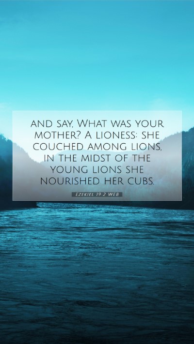Picture 07 - Ezekiel 19:2 WEB Mobile Phone Wallpaper - and say, What was your mother? A lioness: she - Mobile Bible Verse Wallpaper