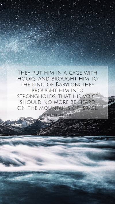 Picture 07 - Ezekiel 19:9 WEB Mobile Phone Wallpaper - They put him in a cage with hooks, and brought - Mobile Bible Verse Wallpaper