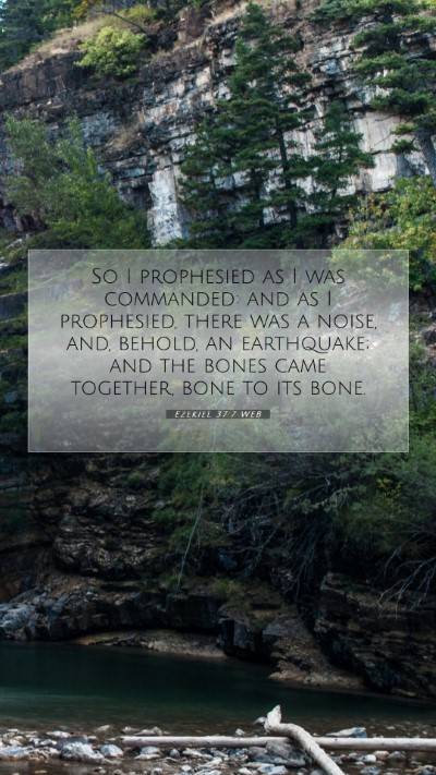 Picture 07 - Ezekiel 37:7 WEB Mobile Phone Wallpaper - So I prophesied as I was commanded: and as I - Mobile Bible Verse Wallpaper