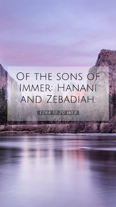 Picture 07 - Ezra 10:20 WEB Mobile Phone Wallpaper - Of the sons of Immer: Hanani and - Mobile Bible Verse Wallpaper