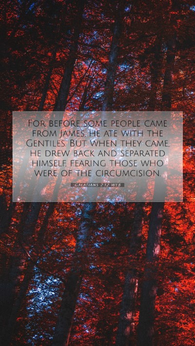 Picture 07 - Galatians 2:12 WEB Mobile Phone Wallpaper - For before some people came from James, he ate - Mobile Bible Verse Wallpaper