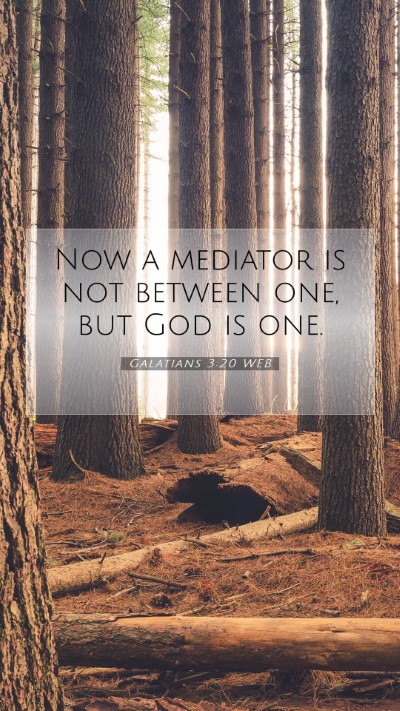 Picture 07 - Galatians 3:20 WEB Mobile Phone Wallpaper - Now a mediator is not between one, but God is - Mobile Bible Verse Wallpaper