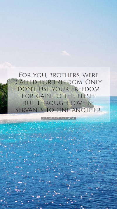 Picture 07 - Galatians 5:13 WEB Mobile Phone Wallpaper - For you, brothers, were called for freedom. Only - Mobile Bible Verse Wallpaper