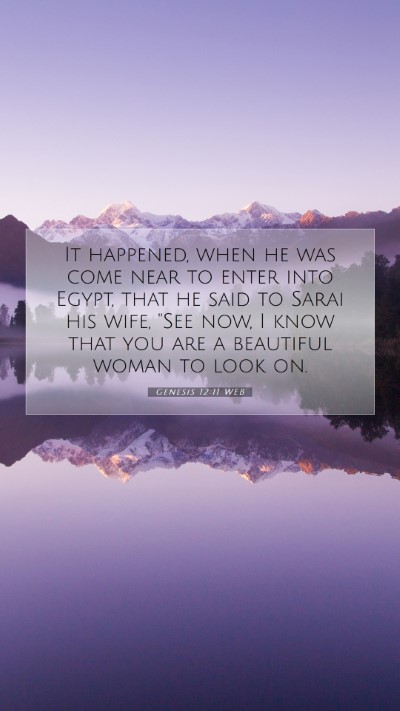 Picture 07 - Genesis 12:11 WEB Mobile Phone Wallpaper - It happened, when he was come near to enter into - Mobile Bible Verse Wallpaper
