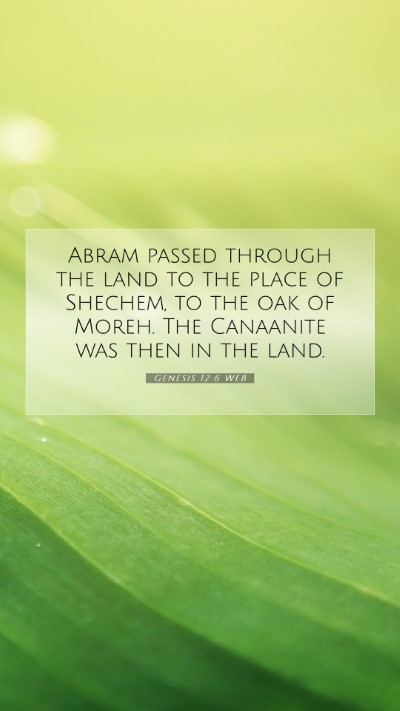 Picture 07 - Genesis 12:6 WEB Mobile Phone Wallpaper - Abram passed through the land to the place of - Mobile Bible Verse Wallpaper