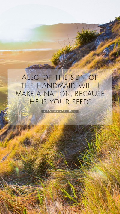 Picture 07 - Genesis 21:13 WEB Mobile Phone Wallpaper - Also of the son of the handmaid will I make a - Mobile Bible Verse Wallpaper