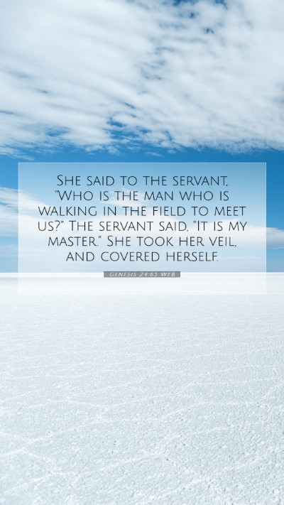 Picture 07 - Genesis 24:65 WEB Mobile Phone Wallpaper - She said to the servant, 