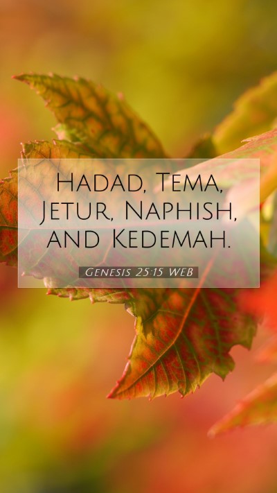 Picture 07 - Genesis 25:15 WEB Mobile Phone Wallpaper - Hadad, Tema, Jetur, Naphish, and - Mobile Bible Verse Wallpaper