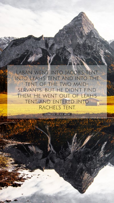 Picture 07 - Genesis 31:33 WEB Mobile Phone Wallpaper - Laban went into Jacob's tent, into Leah's tent, - Mobile Bible Verse Wallpaper