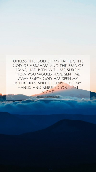 Picture 07 - Genesis 31:42 WEB Mobile Phone Wallpaper - Unless the God of my father, the God of Abraham, - Mobile Bible Verse Wallpaper