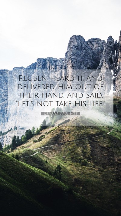 Picture 07 - Genesis 37:21 WEB Mobile Phone Wallpaper - Reuben heard it, and delivered him out of their - Mobile Bible Verse Wallpaper