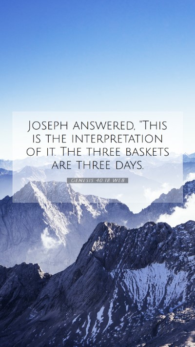 Picture 07 - Genesis 40:18 WEB Mobile Phone Wallpaper - Joseph answered, 