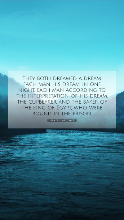 Picture 07 - Genesis 40:5 WEB Mobile Phone Wallpaper - They both dreamed a dream, each man his dream, in - Mobile Bible Verse Wallpaper