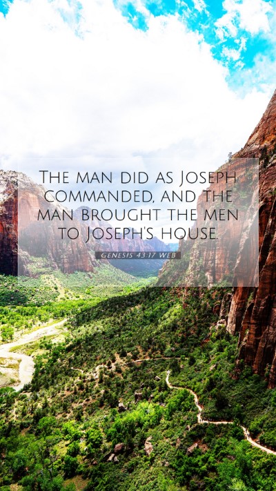 Picture 07 - Genesis 43:17 WEB Mobile Phone Wallpaper - The man did as Joseph commanded, and the man - Mobile Bible Verse Wallpaper