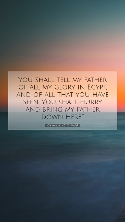 Picture 07 - Genesis 45:13 WEB Mobile Phone Wallpaper - You shall tell my father of all my glory in - Mobile Bible Verse Wallpaper