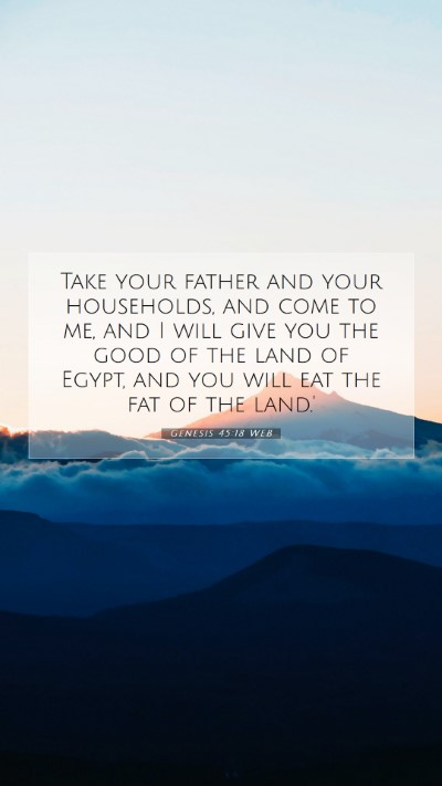 Picture 07 - Genesis 45:18 WEB Mobile Phone Wallpaper - Take your father and your households, and come to - Mobile Bible Verse Wallpaper