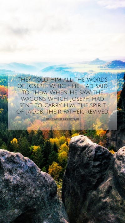 Picture 07 - Genesis 45:27 WEB Mobile Phone Wallpaper - They told him all the words of Joseph, which he - Mobile Bible Verse Wallpaper
