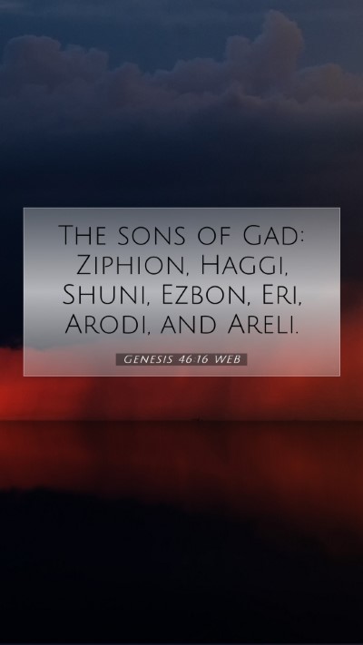 Picture 07 - Genesis 46:16 WEB Mobile Phone Wallpaper - The sons of Gad: Ziphion, Haggi, Shuni, Ezbon, - Mobile Bible Verse Wallpaper