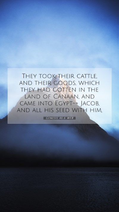 Picture 07 - Genesis 46:6 WEB Mobile Phone Wallpaper - They took their cattle, and their goods, which - Mobile Bible Verse Wallpaper