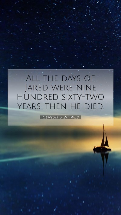 Picture 07 - Genesis 5:20 WEB Mobile Phone Wallpaper - All the days of Jared were nine hundred sixty-two - Mobile Bible Verse Wallpaper