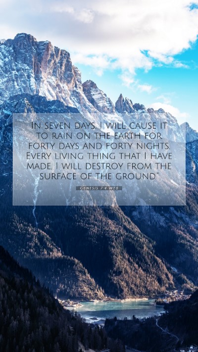 Picture 07 - Genesis 7:4 WEB Mobile Phone Wallpaper - In seven days, I will cause it to rain on the - Mobile Bible Verse Wallpaper