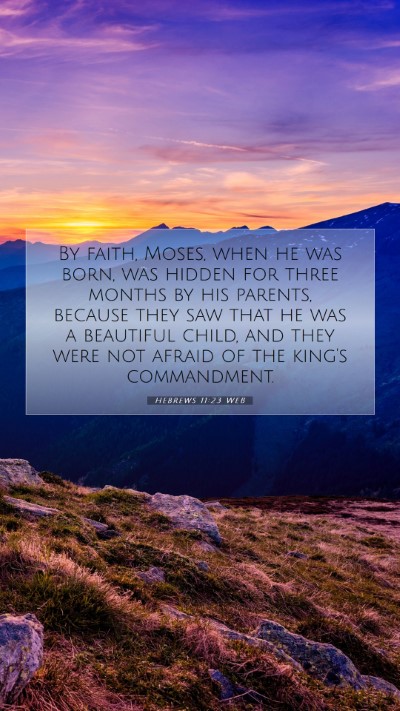 Picture 07 - Hebrews 11:23 WEB Mobile Phone Wallpaper - By faith, Moses, when he was born, was hidden for - Mobile Bible Verse Wallpaper