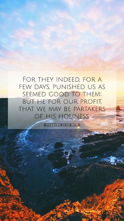 Picture 07 - Hebrews 12:10 WEB Mobile Phone Wallpaper - For they indeed, for a few days, punished us as - Mobile Bible Verse Wallpaper