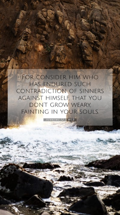 Picture 07 - Hebrews 12:3 WEB Mobile Phone Wallpaper - For consider him who has endured such - Mobile Bible Verse Wallpaper