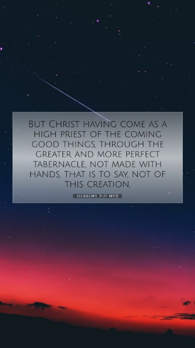 Picture 07 - Hebrews 9:11 WEB Mobile Phone Wallpaper - But Christ having come as a high priest of the - Mobile Bible Verse Wallpaper