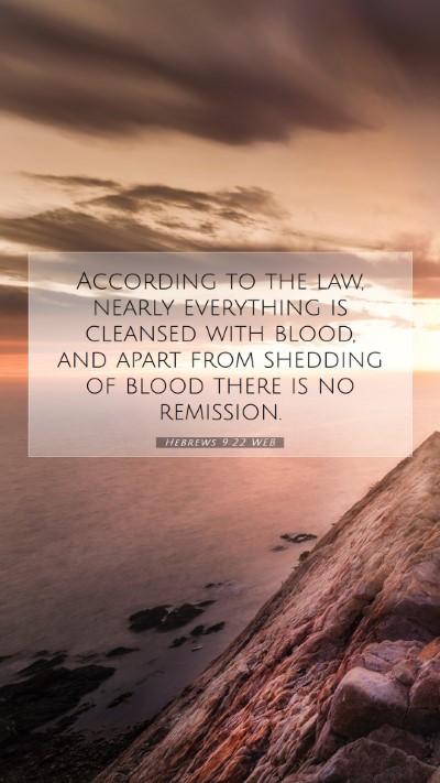 Picture 07 - Hebrews 9:22 WEB Mobile Phone Wallpaper - According to the law, nearly everything is - Mobile Bible Verse Wallpaper