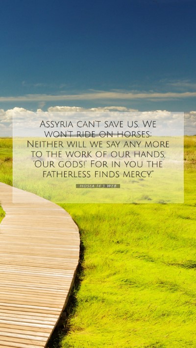 Picture 07 - Hosea 14:3 WEB Mobile Phone Wallpaper - Assyria can't save us. We won't ride on horses; - Mobile Bible Verse Wallpaper