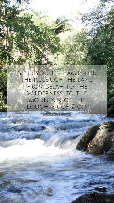 Picture 07 - Isaiah 16:1 WEB Mobile Phone Wallpaper - Send you the lambs for the ruler of the land from - Mobile Bible Verse Wallpaper