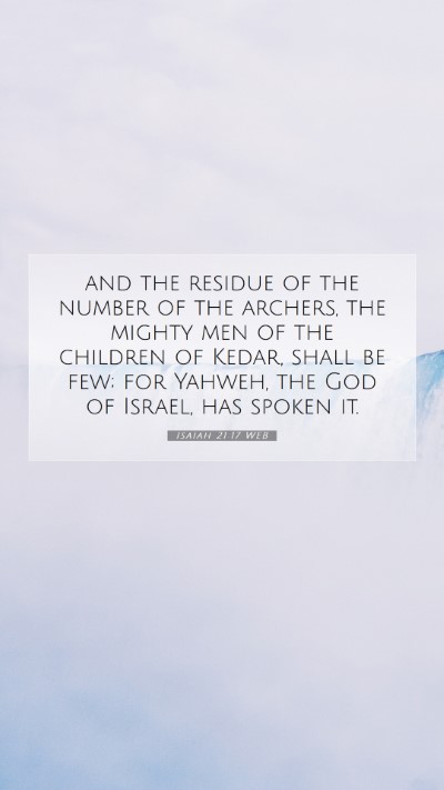 Picture 07 - Isaiah 21:17 WEB Mobile Phone Wallpaper - and the residue of the number of the archers, the - Mobile Bible Verse Wallpaper