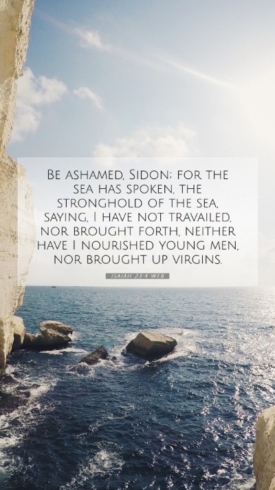 Picture 07 - Isaiah 23:4 WEB Mobile Phone Wallpaper - Be ashamed, Sidon; for the sea has spoken, the - Mobile Bible Verse Wallpaper