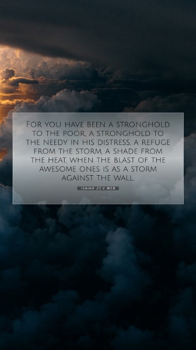 Picture 07 - Isaiah 25:4 WEB Mobile Phone Wallpaper - For you have been a stronghold to the poor, a - Mobile Bible Verse Wallpaper