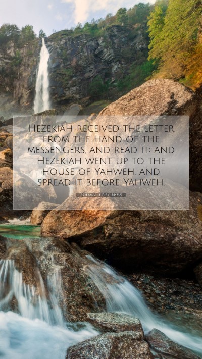 Picture 07 - Isaiah 37:14 WEB Mobile Phone Wallpaper - Hezekiah received the letter from the hand of the - Mobile Bible Verse Wallpaper