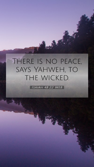 Picture 07 - Isaiah 48:22 WEB Mobile Phone Wallpaper - There is no peace, says Yahweh, to the - Mobile Bible Verse Wallpaper
