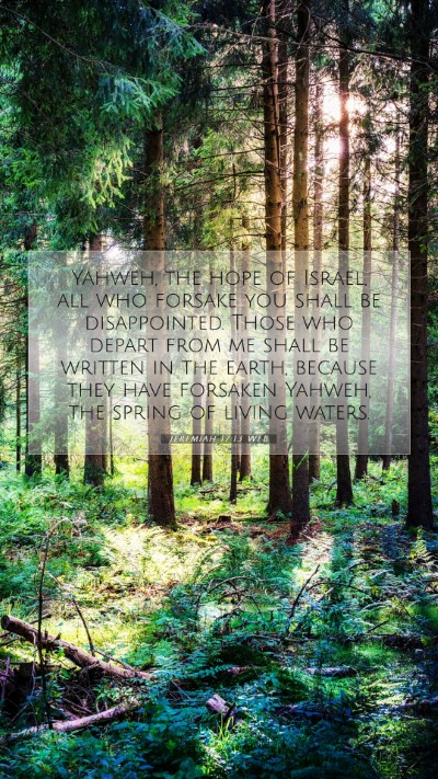 Picture 07 - Jeremiah 17:13 WEB Mobile Phone Wallpaper - Yahweh, the hope of Israel, all who forsake you - Mobile Bible Verse Wallpaper