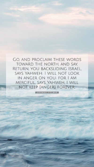 Picture 07 - Jeremiah 3:12 WEB Mobile Phone Wallpaper - Go, and proclaim these words toward the north, - Mobile Bible Verse Wallpaper
