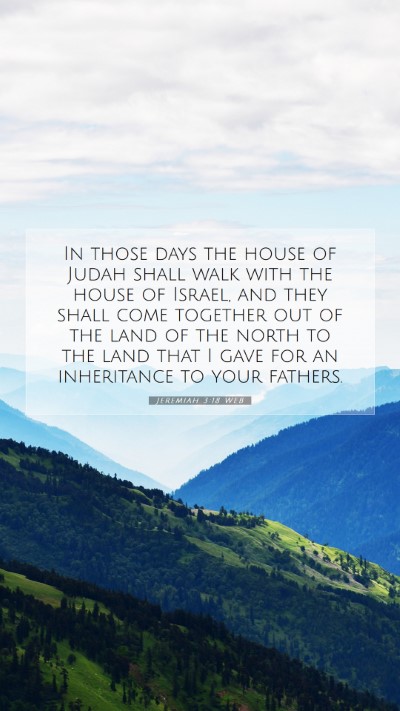 Picture 07 - Jeremiah 3:18 WEB Mobile Phone Wallpaper - In those days the house of Judah shall walk with - Mobile Bible Verse Wallpaper