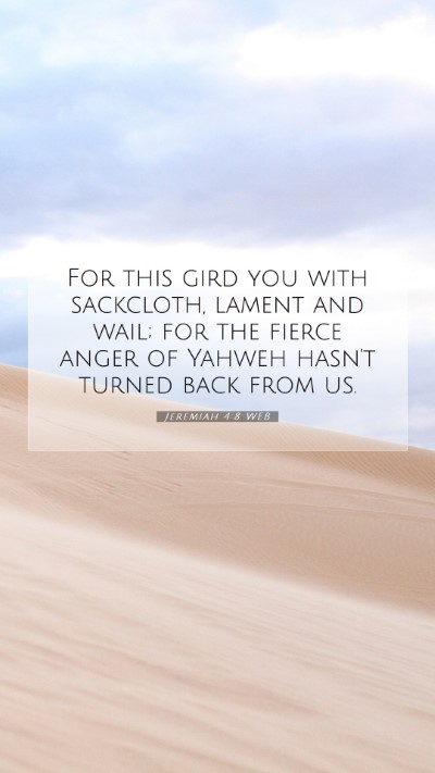 Picture 07 - Jeremiah 4:8 WEB Mobile Phone Wallpaper - For this gird you with sackcloth, lament and - Mobile Bible Verse Wallpaper