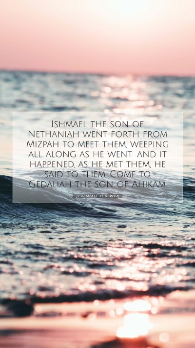 Picture 07 - Jeremiah 41:6 WEB Mobile Phone Wallpaper - Ishmael the son of Nethaniah went forth from - Mobile Bible Verse Wallpaper