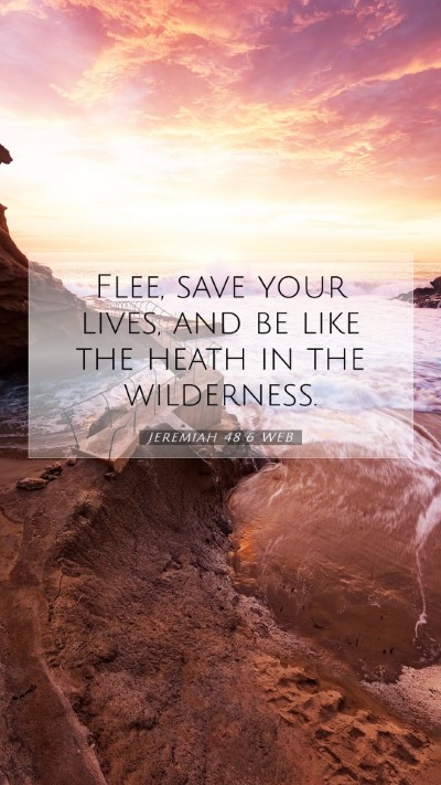 Picture 07 - Jeremiah 48:6 WEB Mobile Phone Wallpaper - Flee, save your lives, and be like the heath in - Mobile Bible Verse Wallpaper