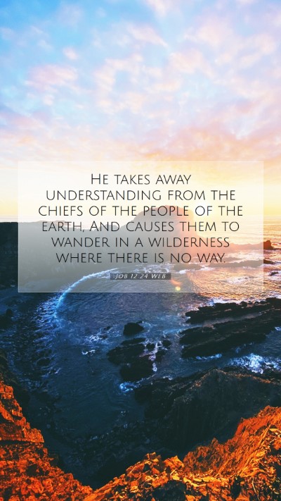 Picture 07 - Job 12:24 WEB Mobile Phone Wallpaper - He takes away understanding from the chiefs of - Mobile Bible Verse Wallpaper