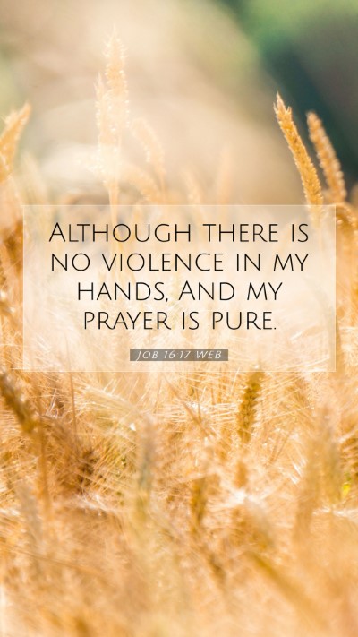 Picture 07 - Job 16:17 WEB Mobile Phone Wallpaper - Although there is no violence in my hands, And my - Mobile Bible Verse Wallpaper